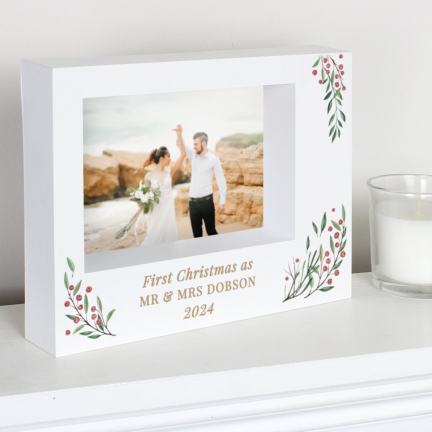 Personalised Christmas Foliage 5x7 Box Photo Frame: 3 - Photo Frames By Gift Moments