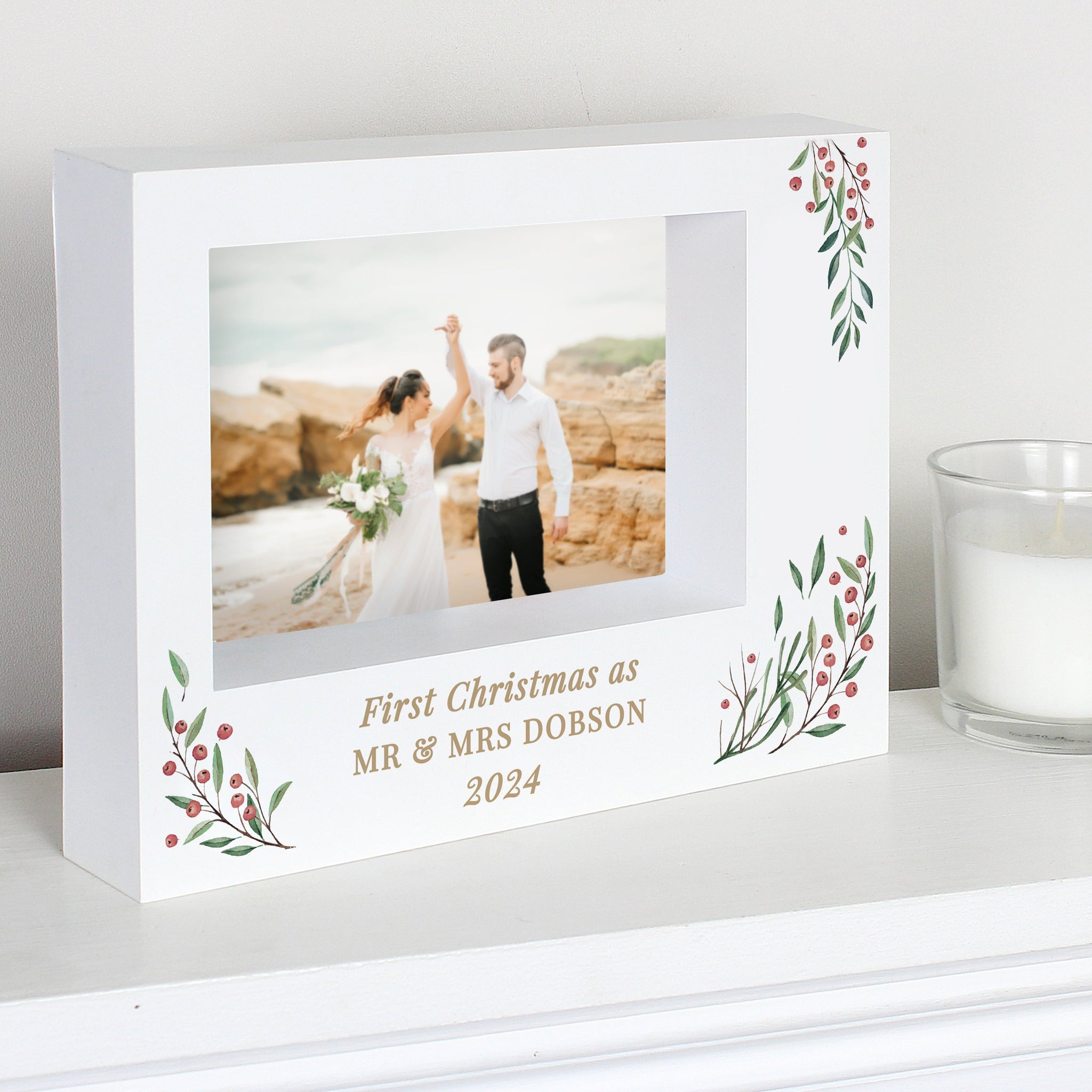 Personalised Christmas Foliage 5x7 Box Photo Frame: 3 - Photo Frames By Gift Moments