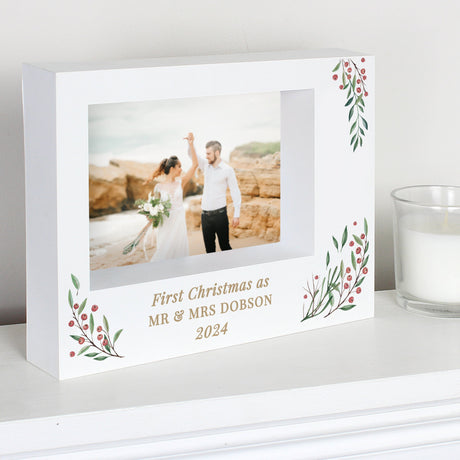 Personalised Christmas Foliage 5x7 Box Photo Frame: 3 - Photo Frames By Gift Moments