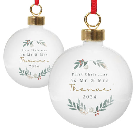 Personalised Christmas Foliage Bauble: 5 - Christmas Baubles By Gift Moments