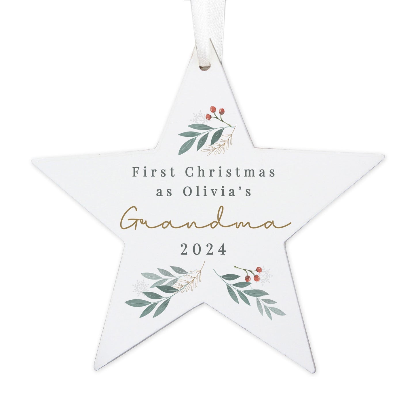 Personalised Christmas Foliage Hanging Star Decoration: 5 - Christmas Decorations By Gift Moments