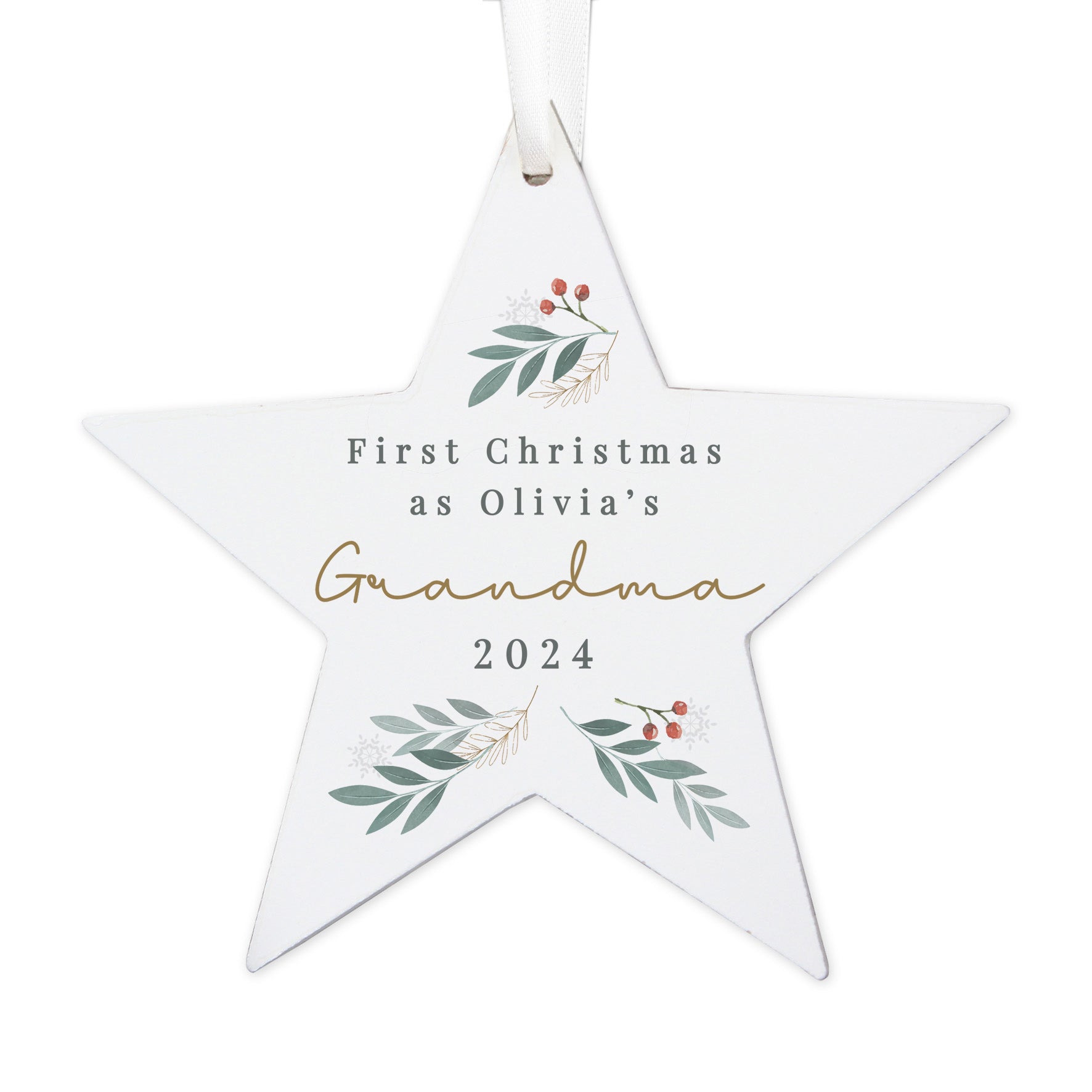 Personalised Christmas Foliage Hanging Star Decoration: 5 - Christmas Decorations By Gift Moments