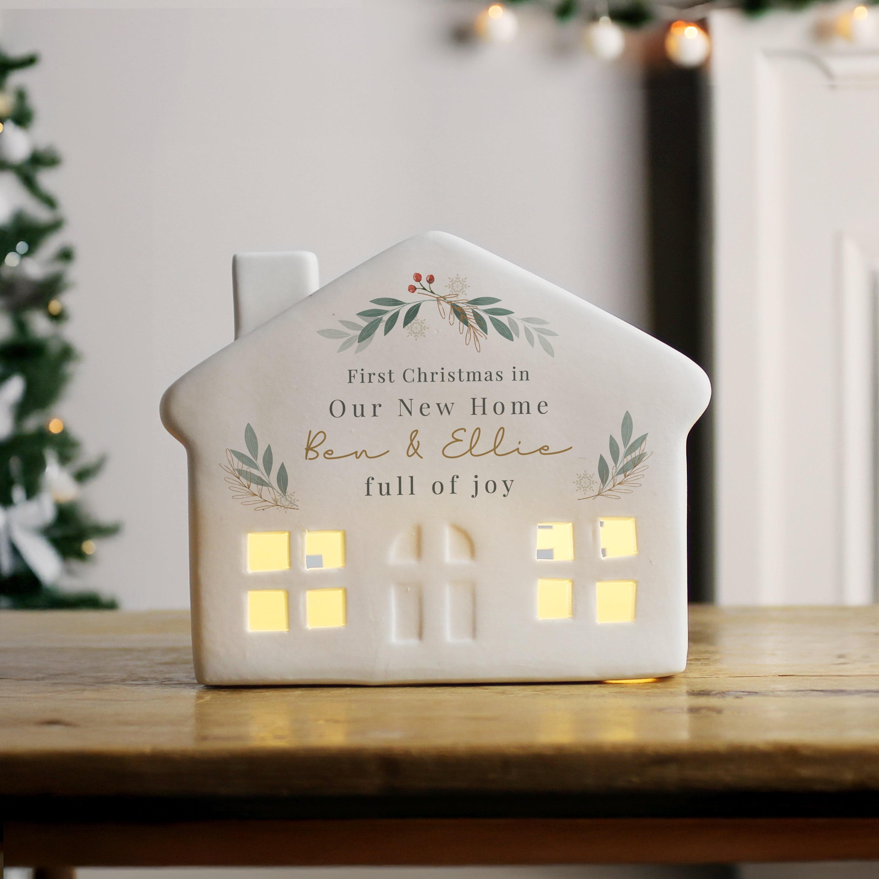 Personalised Christmas Foliage LED House - Shop LED Lighting At Gift Moments - 3