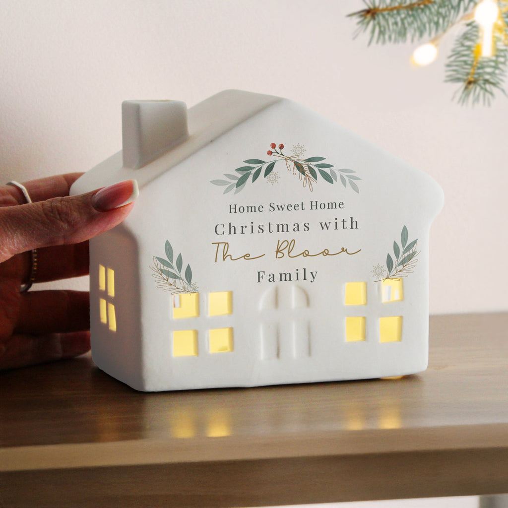 Personalised Christmas Foliage LED House - Shop LED Lighting At Gift Moments - 1