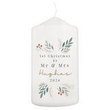 Personalised Christmas Foliage Pillar Candle: 5 - Candles By Gift Moments