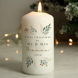 Personalised Christmas Foliage Pillar Candle: 2 - Candles By Gift Moments