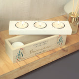 Personalised Christmas Foliage Triple Tea Light Box: 1 - Candle Holders By Gift Moments