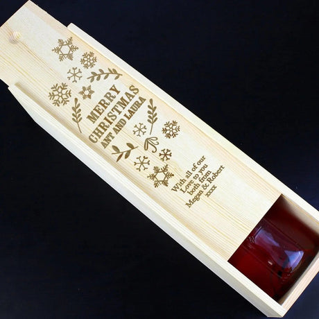 Personalised Christmas Frost Wooden Wine Bottle Box: 2 - Barware By Gift Moments