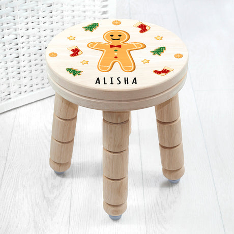 Personalised Christmas Gingerbread Wooden Stool: 2 Wooden Stools By Gift Moments