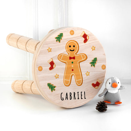 Personalised Christmas Gingerbread Wooden Stool: 1 Wooden Stools By Gift Moments