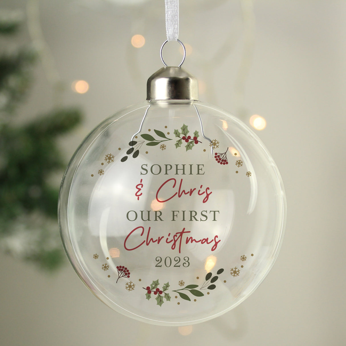 Personalised Christmas Glass Bauble: 3 - Christmas Baubles By Gift Moments