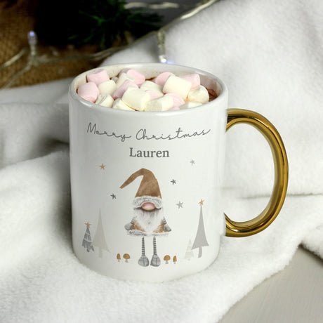Personalised Christmas Gonk Gold Handed Mug: 4 - Mugs By Gift Moments