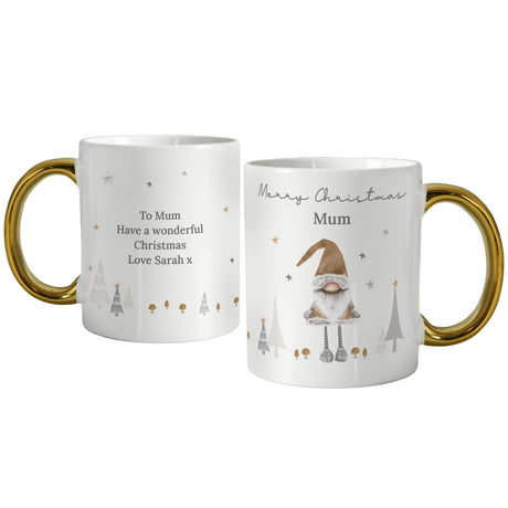 Personalised Christmas Gonk Gold Handed Mug: 5 - Mugs By Gift Moments