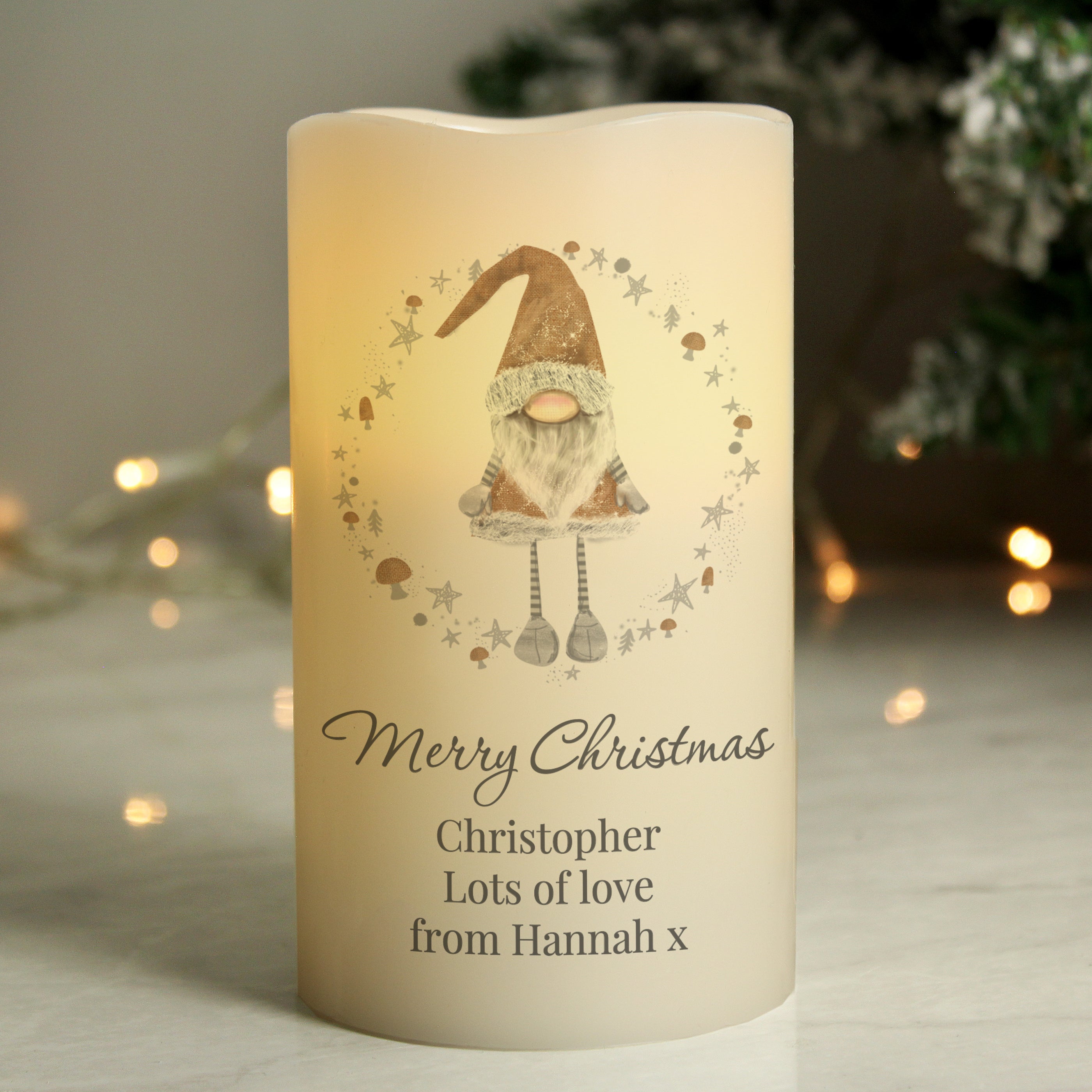 Personalised Christmas Gonk LED Candle - Shop LED Lighting At Gift Moments - 4