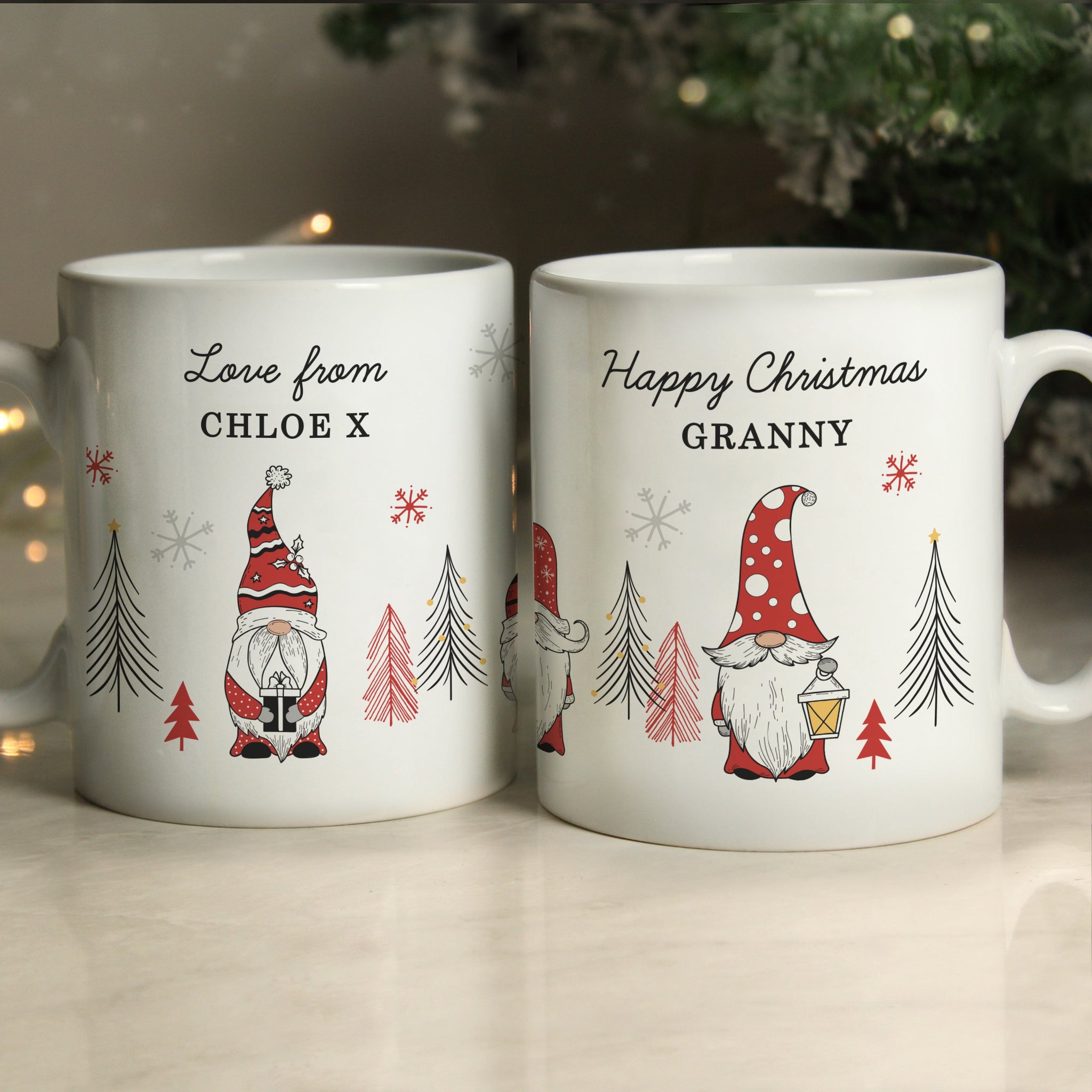 Personalised Christmas Gonk Pattern Mug: 3 - Mugs By Gift Moments