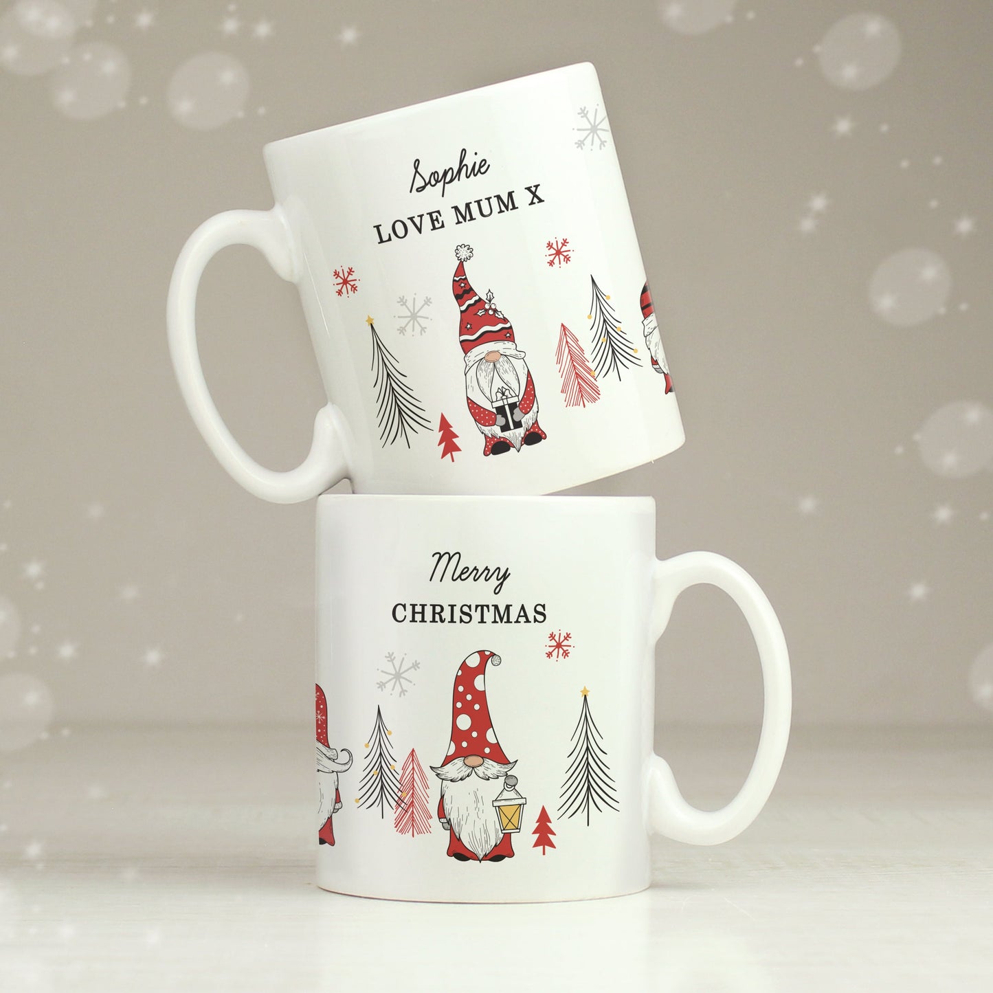 Personalised Christmas Gonk Pattern Mug: 6 - Mugs By Gift Moments