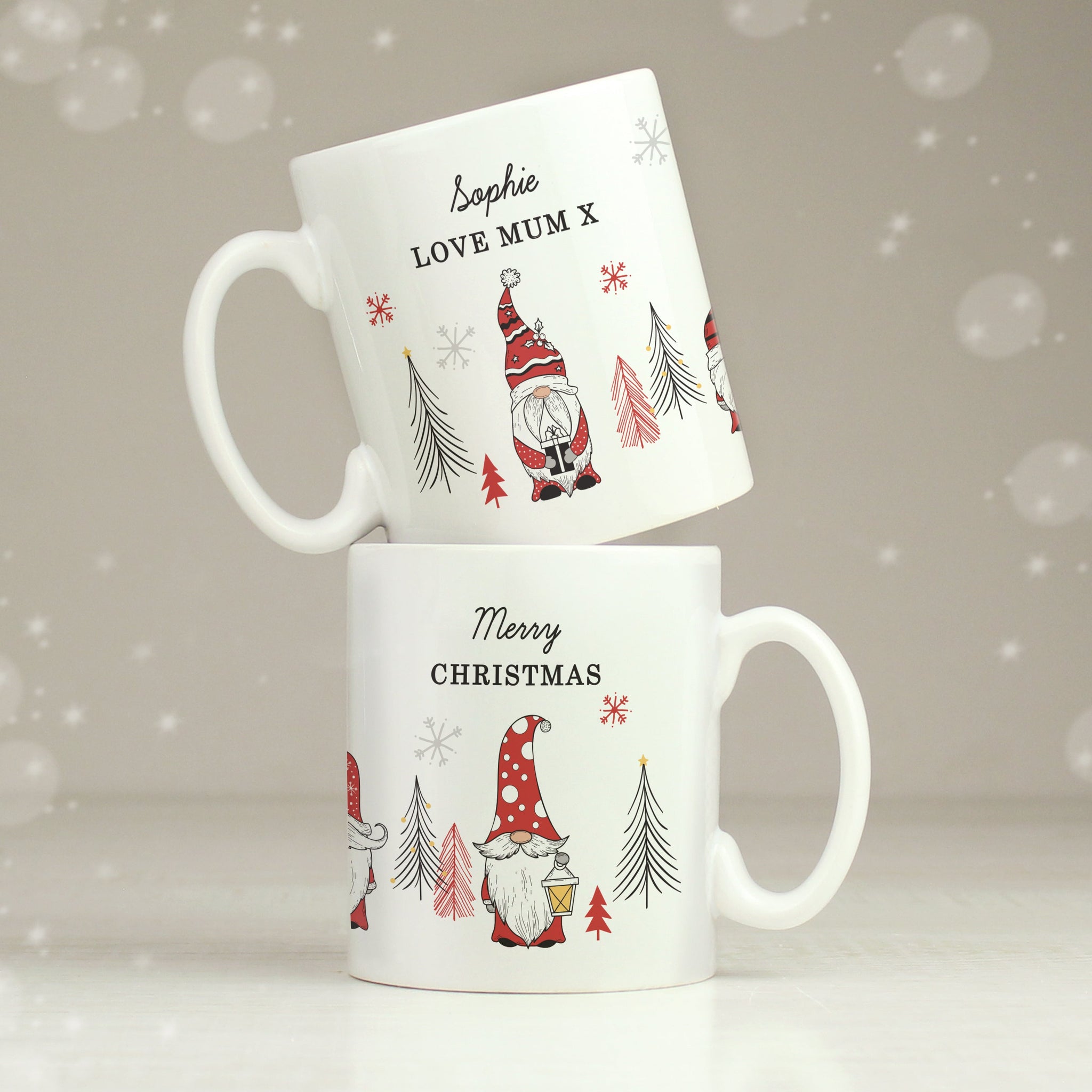 Personalised Christmas Gonk Pattern Mug: 6 - Mugs By Gift Moments