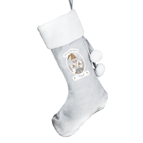 Personalised Christmas Gonk Silver Grey Stocking: 5 - Christmas Stockings By Gift Moments