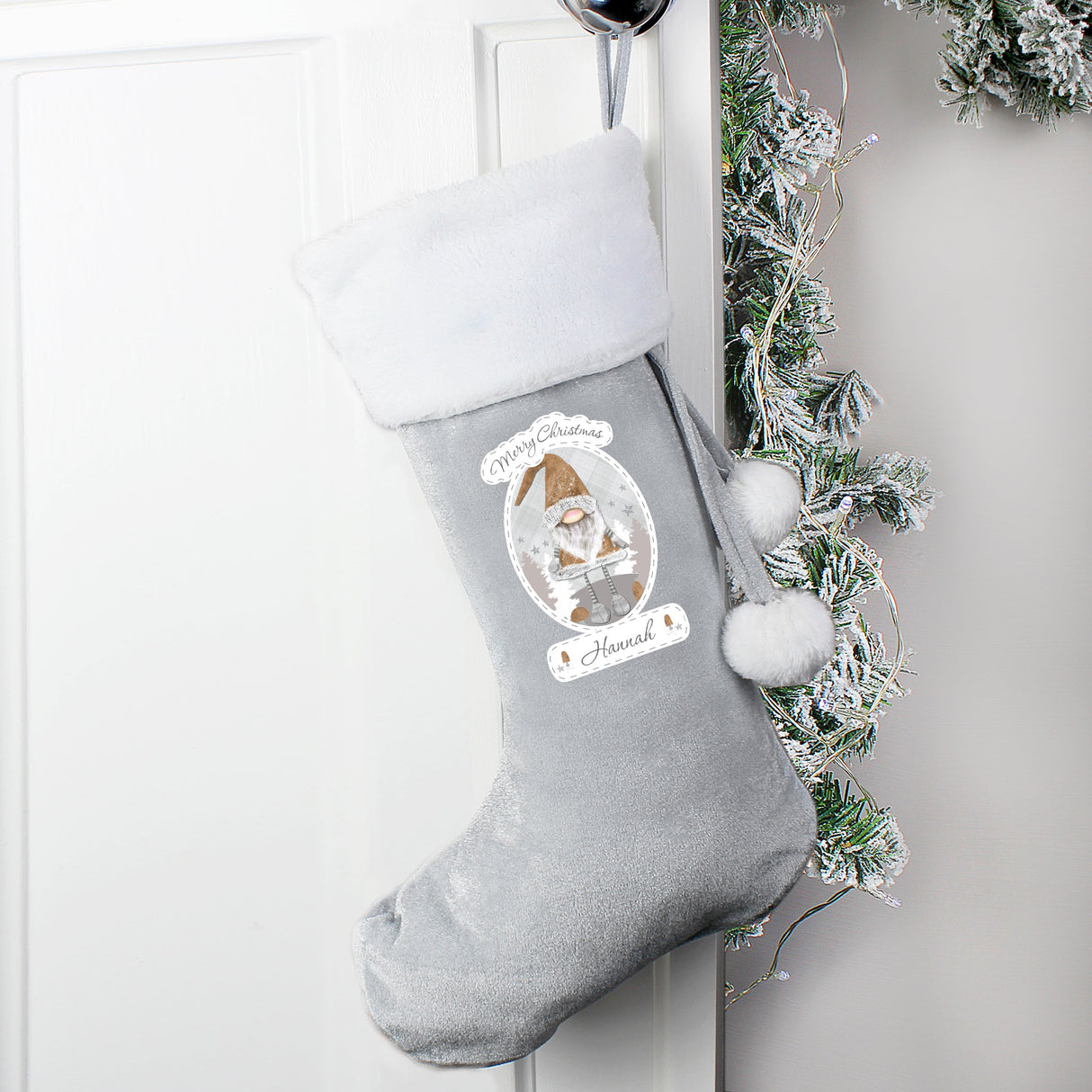 Personalised Christmas Gonk Silver Grey Stocking: 2 - Christmas Stockings By Gift Moments