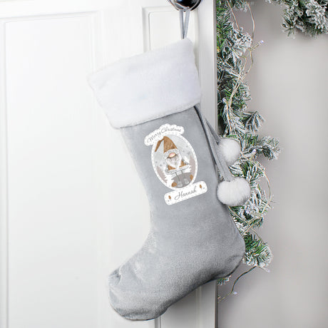 Personalised Christmas Gonk Silver Grey Stocking: 2 - Christmas Stockings By Gift Moments