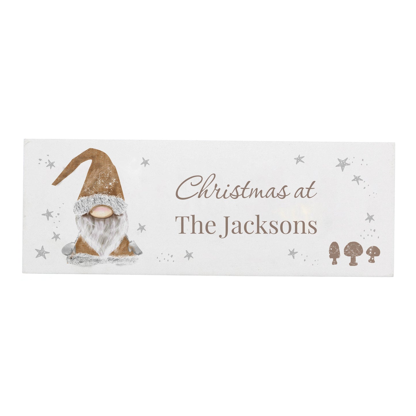 Personalised Christmas Gonk Wooden Block Sign: 4 - Christmas Decorations By Gift Moments
