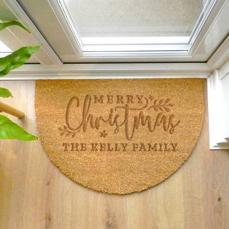 Personalised Christmas Half Moon Indoor Doormat: 6 - Doormats By Gift Moments