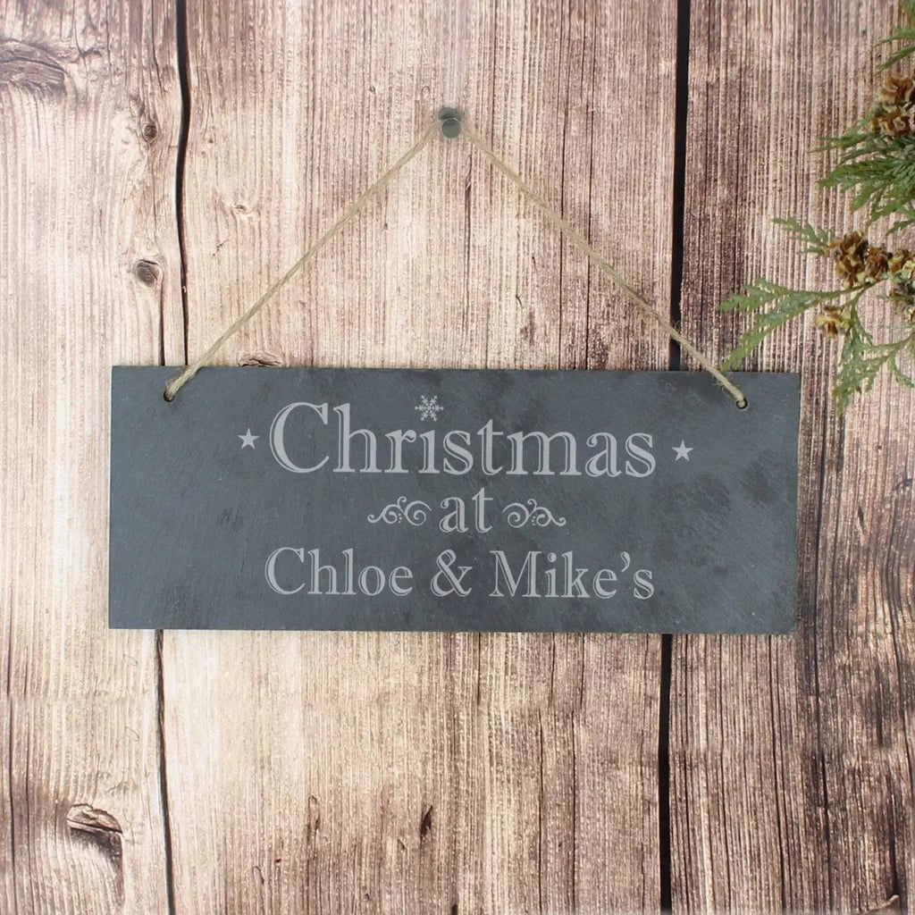 Personalised Christmas Hanging Slate Plaque - Shop Signs & Plaques At Gift Moments - 1