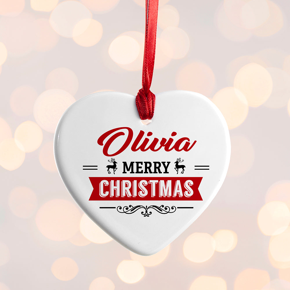 Personalised Christmas Heart Decoration: 4 - Christmas Decorations By Gift Moments