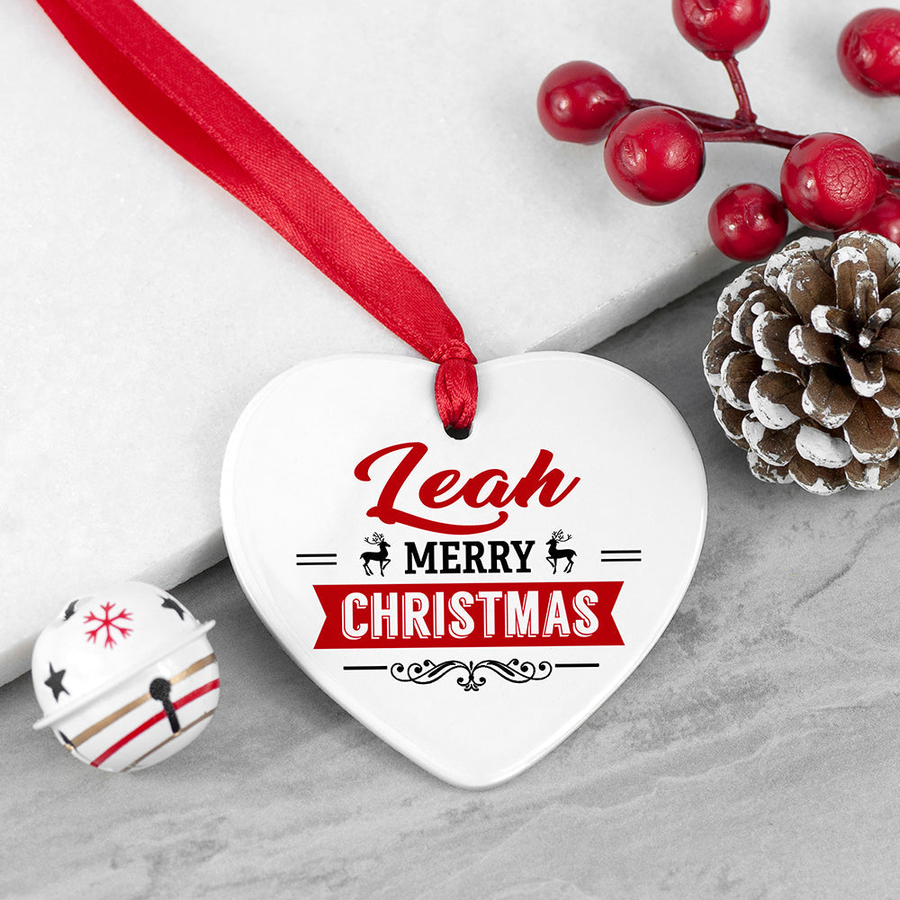 Personalised Christmas Heart Decoration: 5 - Christmas Decorations By Gift Moments