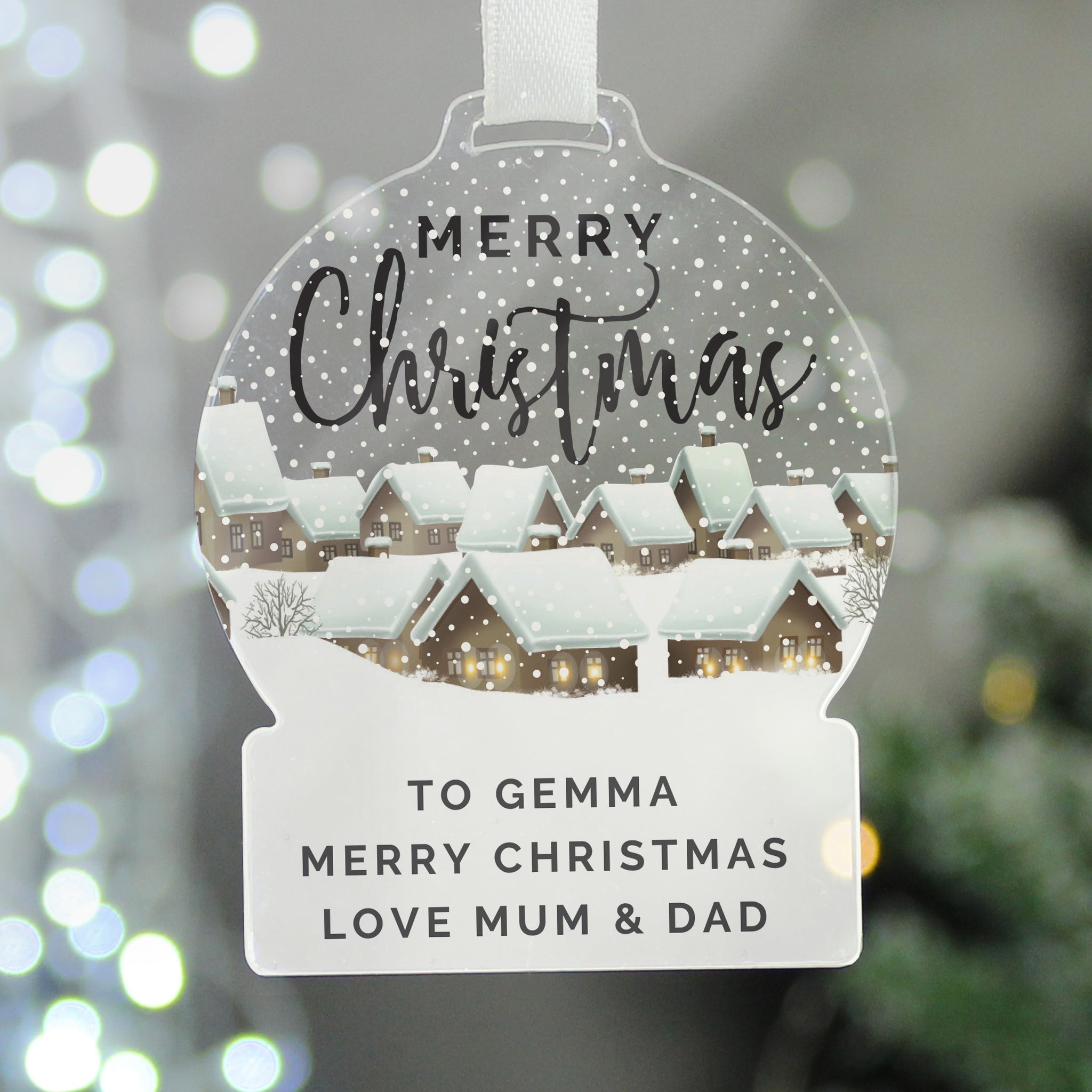 Personalised Christmas Home Acrylic Snowglobe Decoration: 4 - Christmas Decorations By Gift Moments