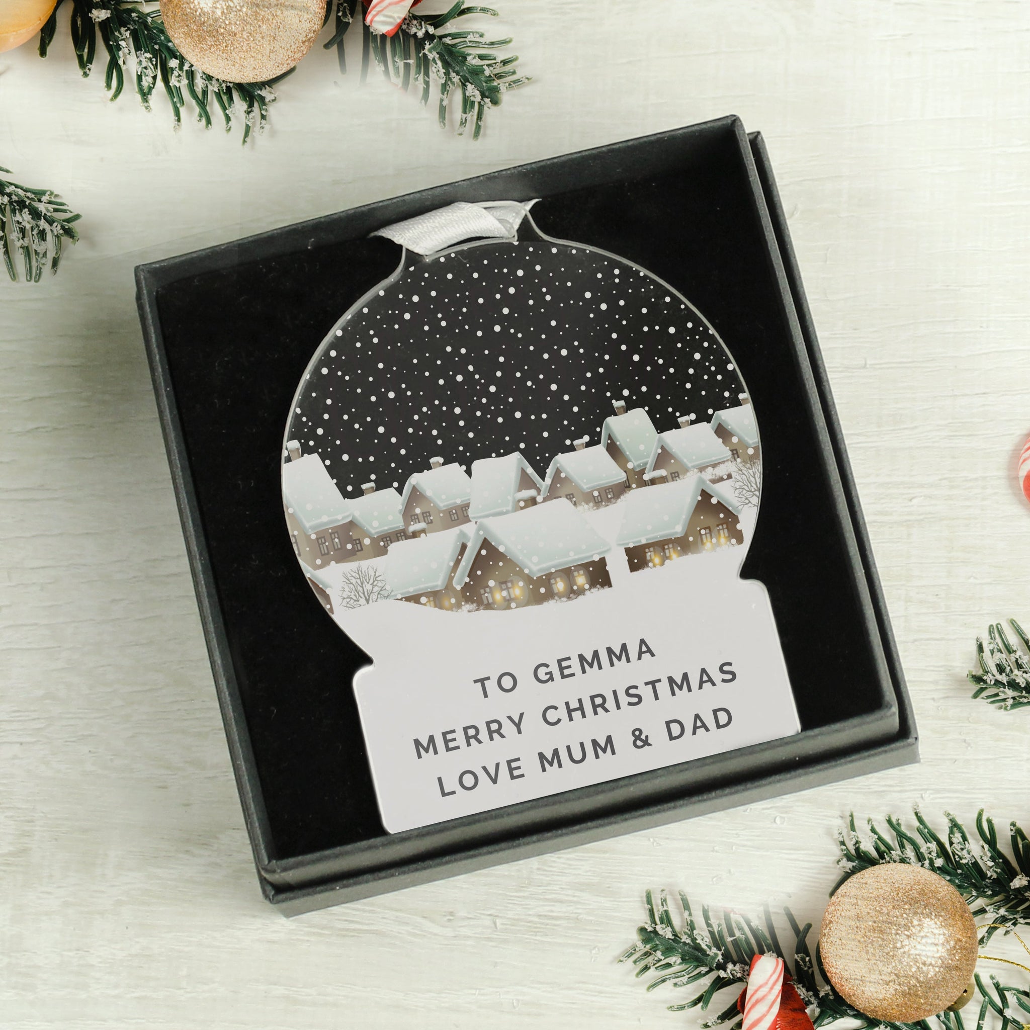 Personalised Christmas Home Acrylic Snowglobe Decoration: 1 - Christmas Decorations By Gift Moments
