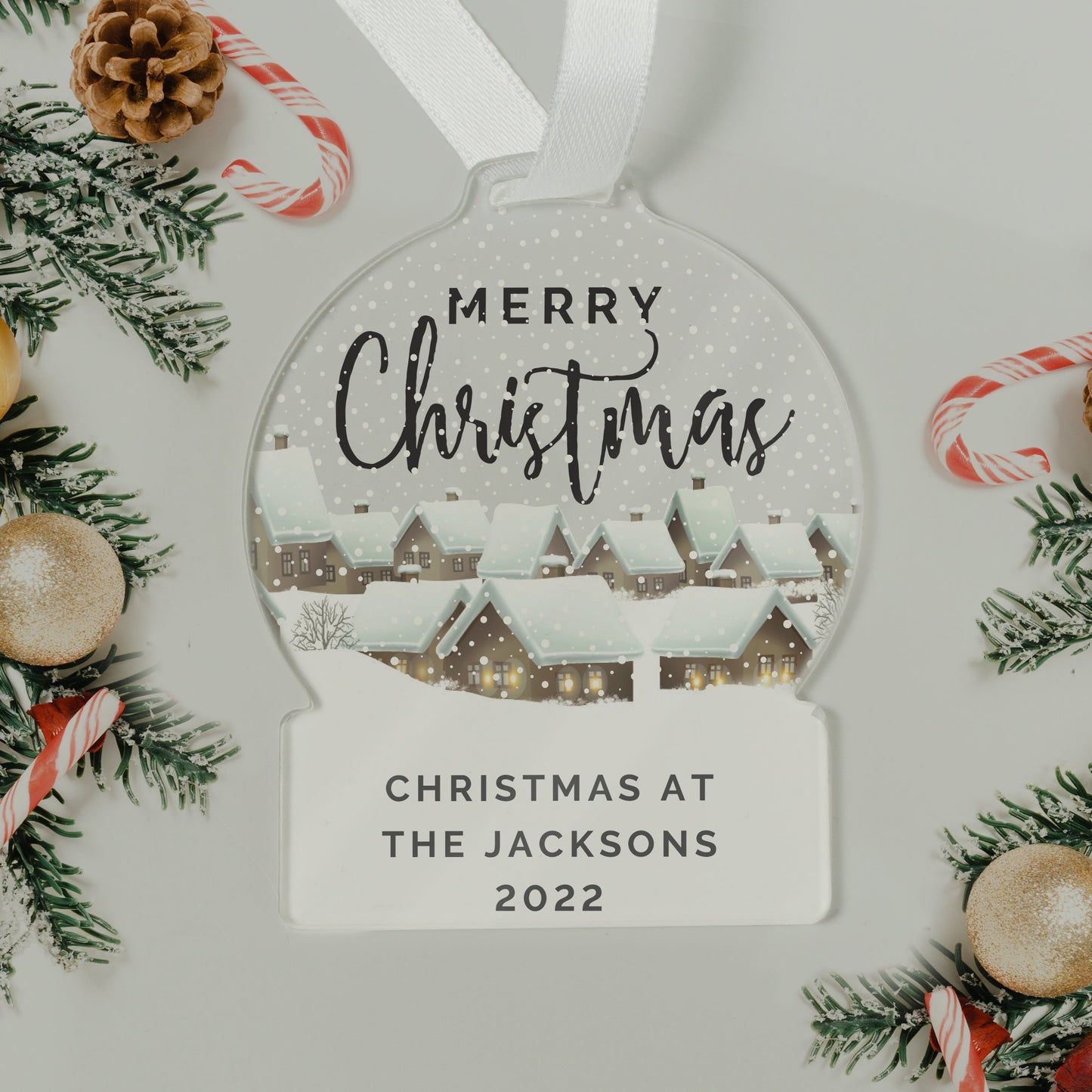 Personalised Christmas Home Acrylic Snowglobe Decoration: 3 - Christmas Decorations By Gift Moments