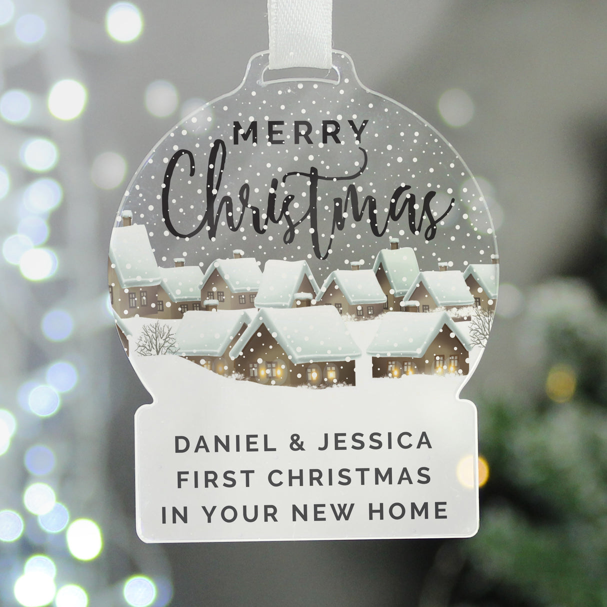 Personalised Christmas Home Acrylic Snowglobe Decoration: 2 - Christmas Decorations By Gift Moments