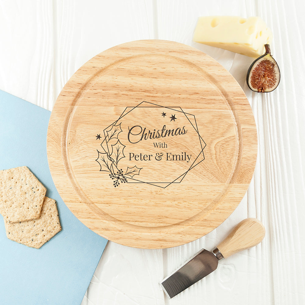 Personalised Christmas at Home Cheese Board Set: 2 - Cheese Boards By Gift Moments