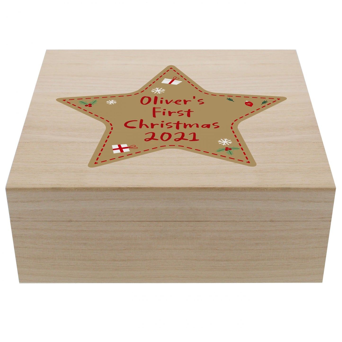 Personalised Christmas Large Wooden Keepsake Box: 4 - Keepsake Boxes By Gift Moments