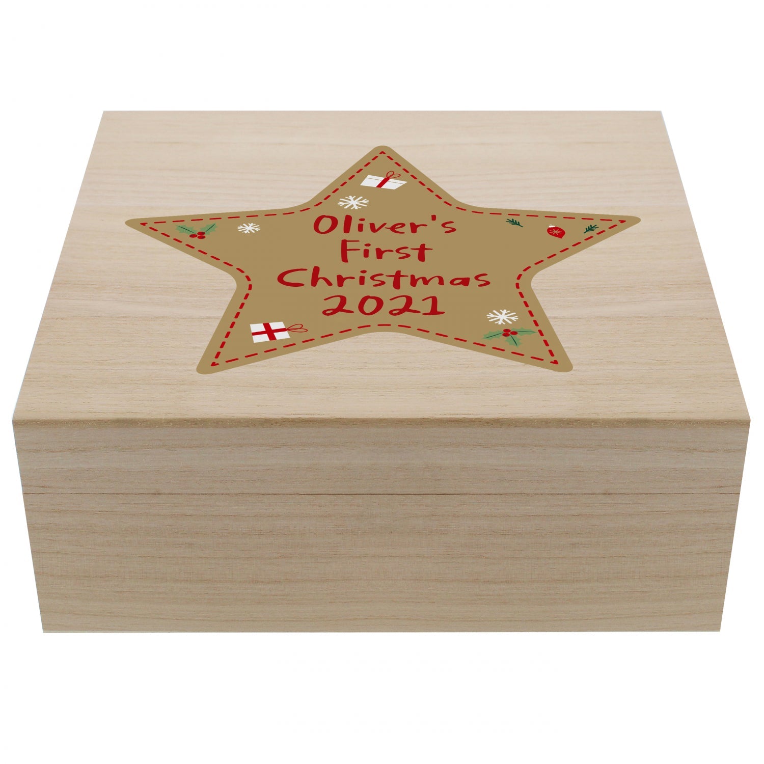Personalised Christmas Large Wooden Keepsake Box: 4 - Keepsake Boxes By Gift Moments
