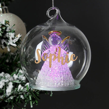 Personalised Christmas LED Angel Bauble: 3 - LED Lighting By Gift Moments