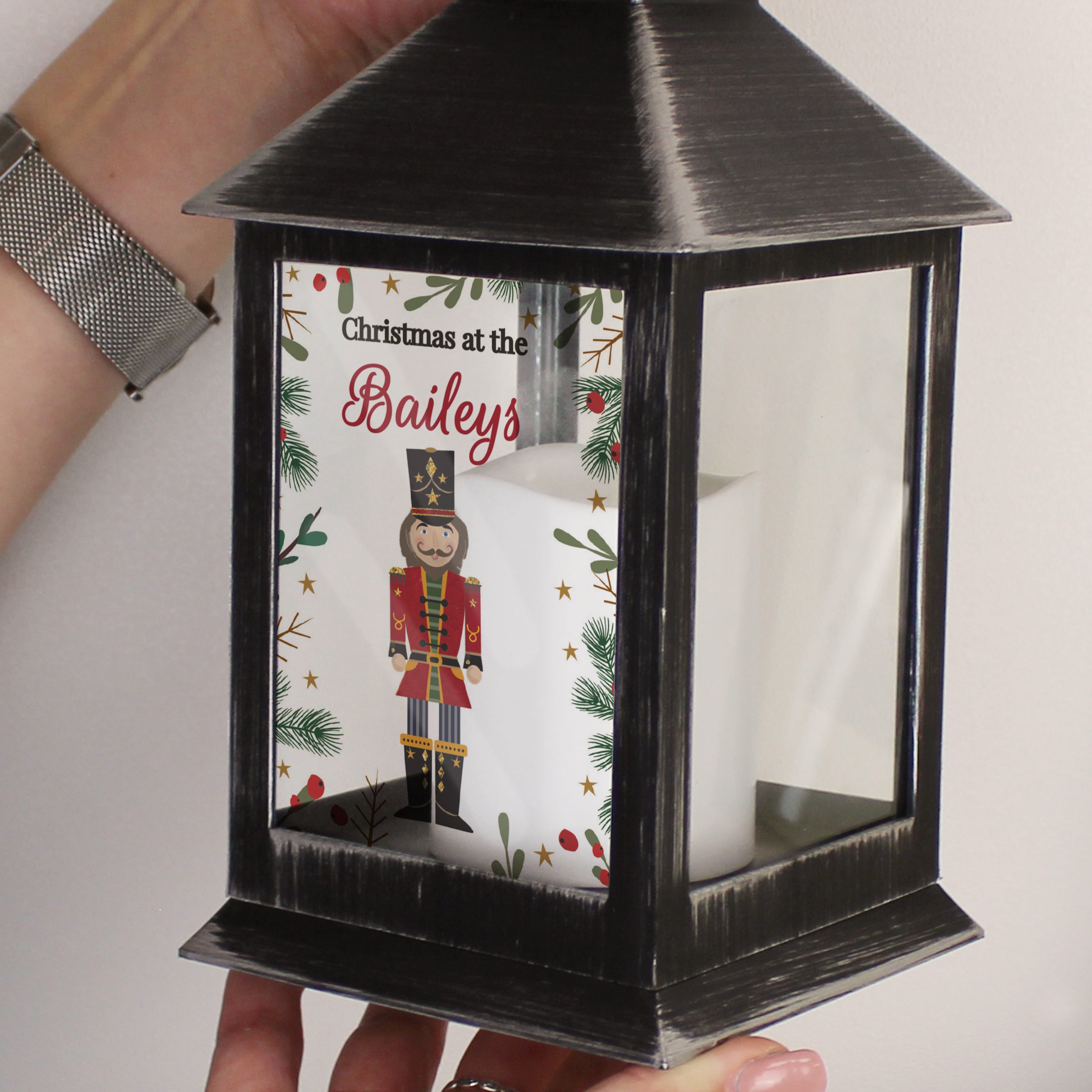Personalised Christmas Nutcracker Black Lantern - Shop LED Lighting At Gift Moments - 4