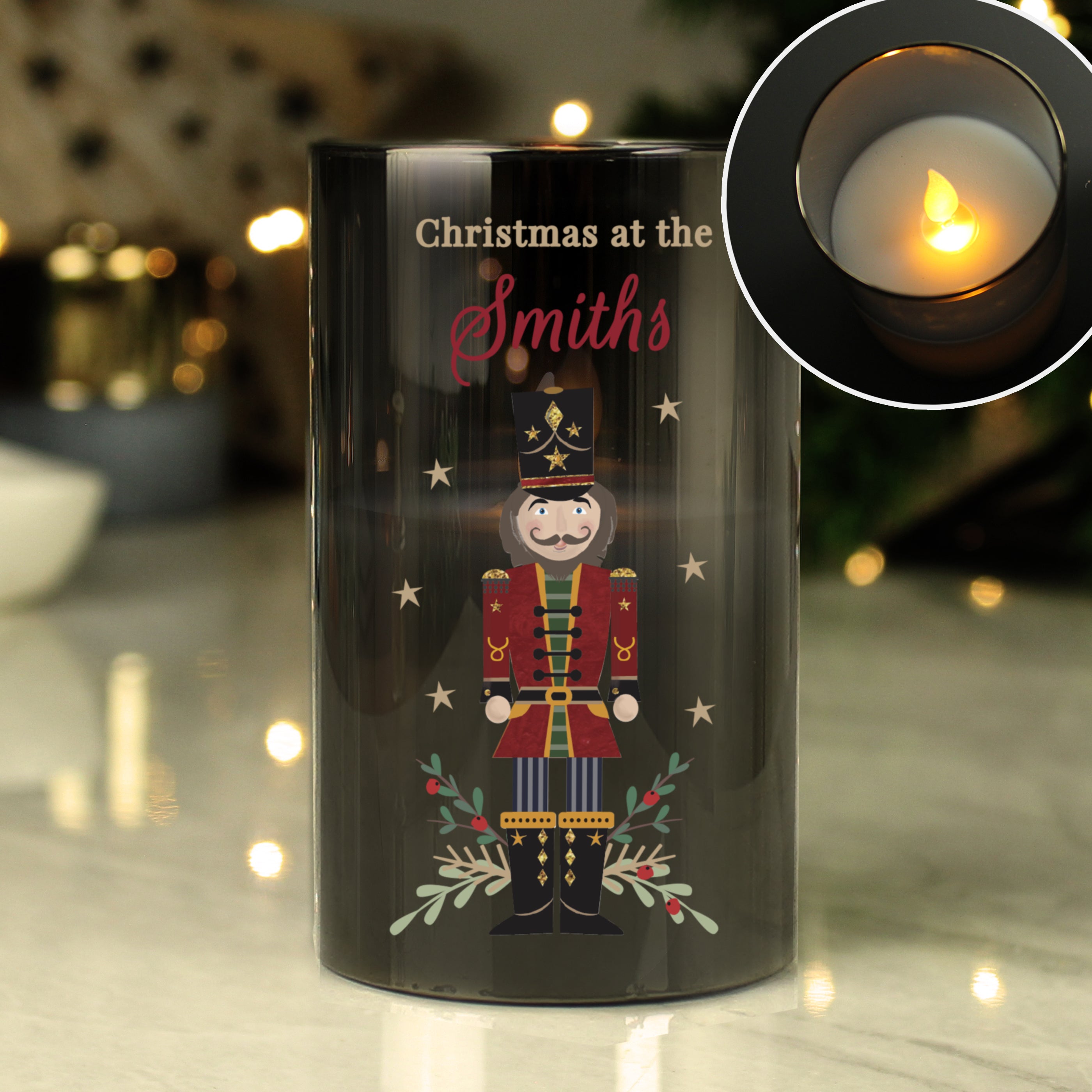 Personalised Christmas Nutcracker Smoked LED Candle - Shop LED Lighting At Gift Moments - 3