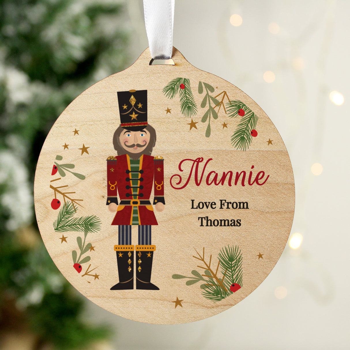 Personalised Christmas Nutcracker Wooden Bauble: 1 - Christmas Decorations By Gift Moments