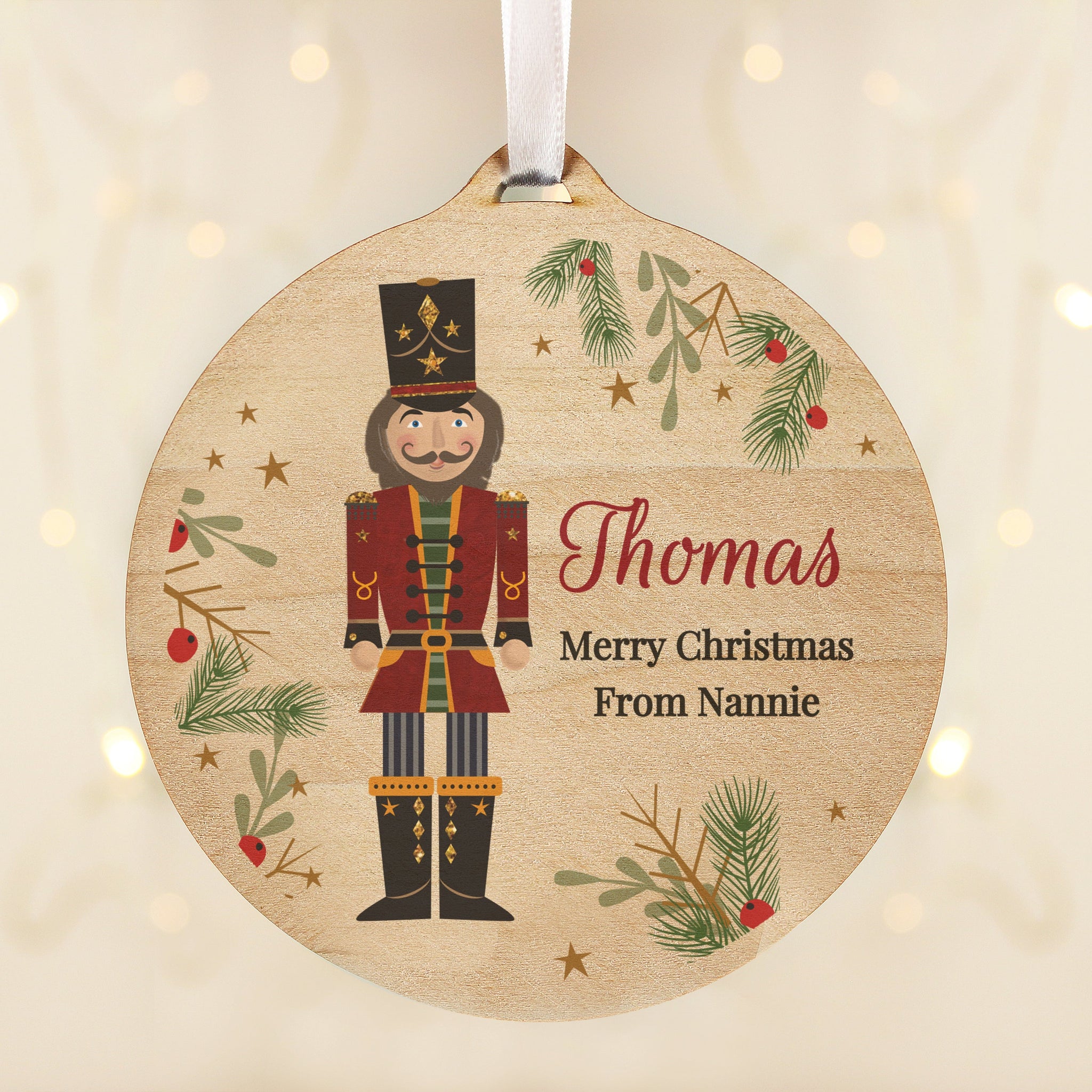 Personalised Christmas Nutcracker Wooden Bauble: 2 - Christmas Decorations By Gift Moments