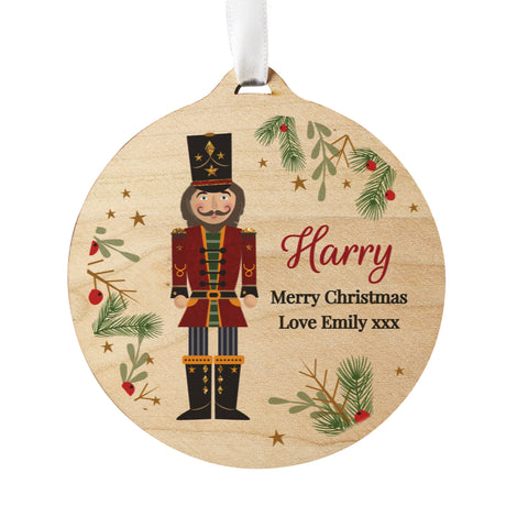 Personalised Christmas Nutcracker Wooden Bauble: 5 - Christmas Decorations By Gift Moments