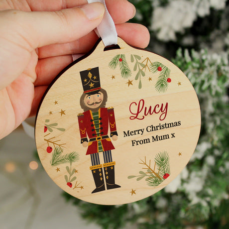 Personalised Christmas Nutcracker Wooden Bauble: 3 - Christmas Decorations By Gift Moments