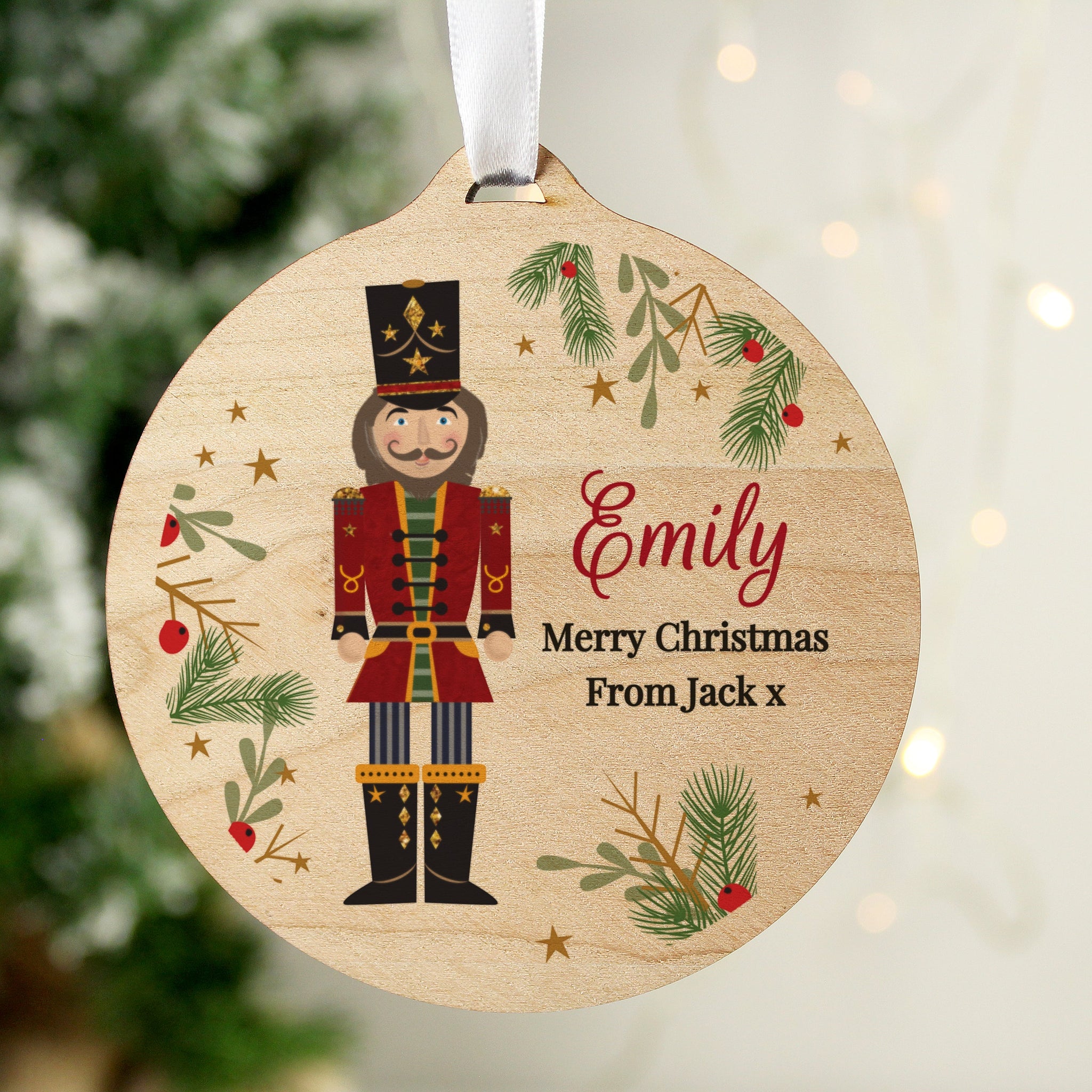 Personalised Christmas Nutcracker Wooden Bauble: 4 - Christmas Decorations By Gift Moments