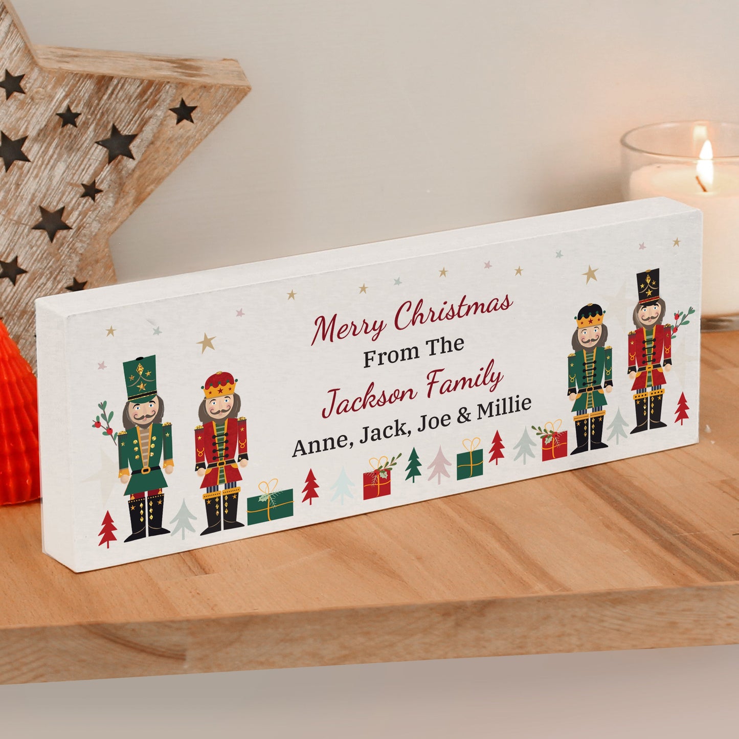 Personalised Christmas Nutcracker Wooden Mantel Ornament: 1 - Christmas Decorations By Gift Moments