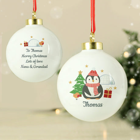 Personalised Christmas Penguin Bauble: 1 - Christmas Baubles By Gift Moments