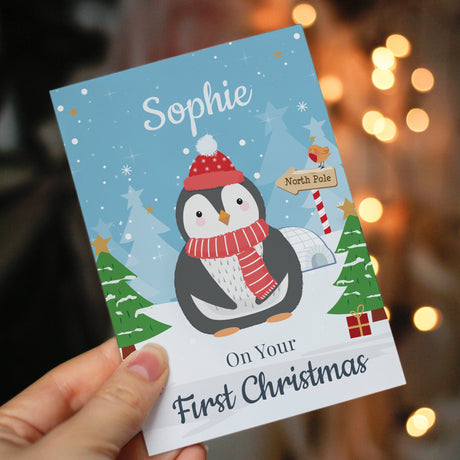 Personalised Christmas Penguin Card: 1 - Greeting Cards By Gift Moments