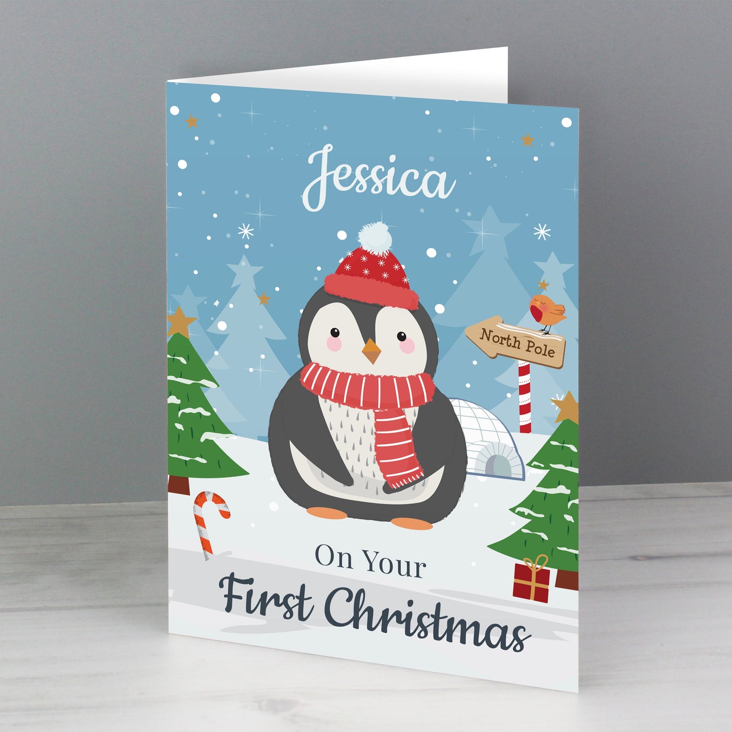 Personalised Christmas Penguin Card: 2 - Greeting Cards By Gift Moments