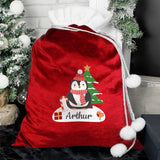 Personalised Penguin Christmas Pom Pom Sack: 5 - Christmas Sacks By Gift Moments