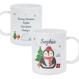 Personalised Christmas Penguin Plastic Mug: 5 - Plastic Mugs By Gift Moments